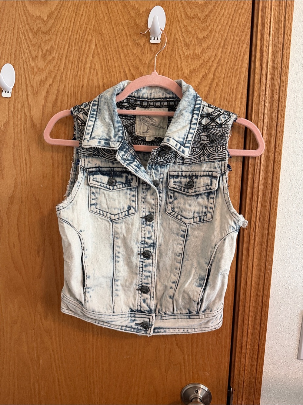 BKE Acid Wash Denim Vest